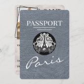 Silver Paris Passport Bewaar de datum Save The Date (Voorkant / Achterkant)