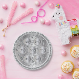 Silver Passover Seder Bord - Papierborden