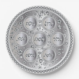 Silver Passover Seder Bord - Papierborden