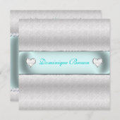 Silver Patterned Princess Invite Kaart (Voorkant / Achterkant)