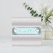 Silver Patterned Princess Invite Kaart (Staand voorkant)
