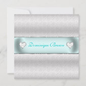 Silver Patterned Princess Invite Kaart (Voorkant)