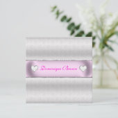 Silver Patterned Princess Invite Kaart (Staand voorkant)