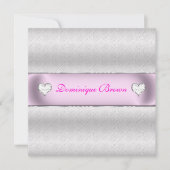 Silver Patterned Princess Invite Kaart (Voorkant)