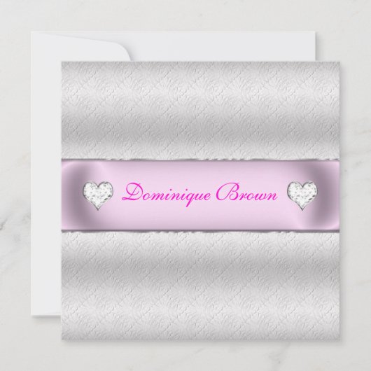 Silver Patterned Princess Invite Kaart (Voorkant)
