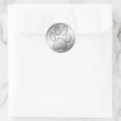 SILVER PAW PRINT RONDE STICKER (Tas)