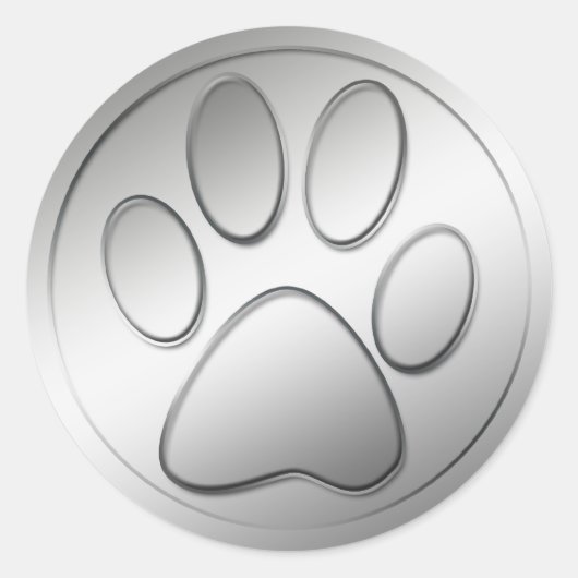 SILVER PAW PRINT RONDE STICKER (Voorkant)