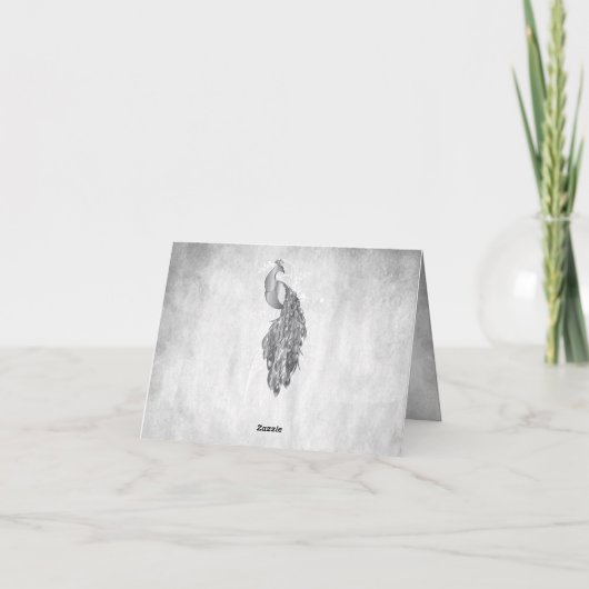 Silver Peacock Weddenschap Hartelijk dank Bedankkaart (Achterkant)