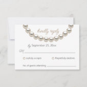Silver Pearl Ketting bruiloft RSVP Kaart (Voorkant)