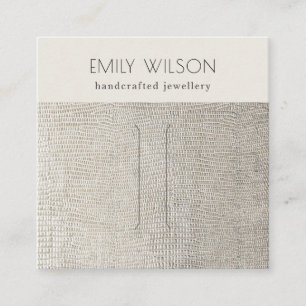 Silver Pearl Leather Texture Hair Clip Display Vierkante Visitekaartje