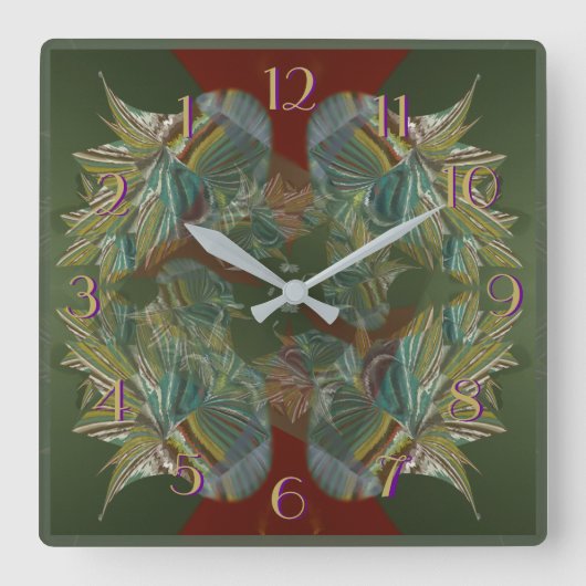 Silver Peddles 3 Backward Clock Vierkante Klok (Voorkant)