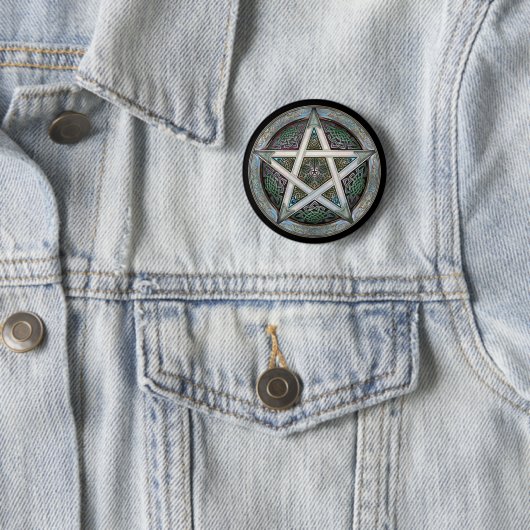 Silver Pentacle Round Button (In situ)
