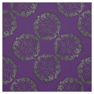 Silver Pentacles Pagan Gothic Altar Fabric Stof