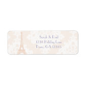 Silver Peony Damask Lavender Eiffeltoren Etiket (Voorkant)