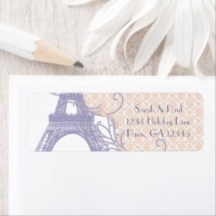 Silver Peony Damask Lavender Eiffeltoren Etiket
