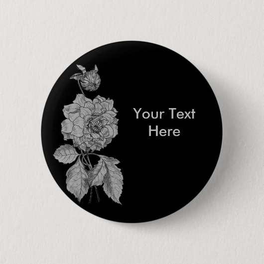 Silver Peony Flower  Button (Voorkant)