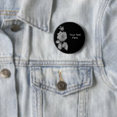 Silver Peony Flower  Button (In situ)