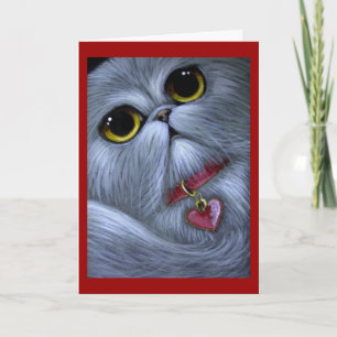 SILVER PERSIAN CAT - BE MA carte VALENTINE