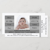 Silver Photo Admission Ticket Birthday Invitation (Voorkant / Achterkant)