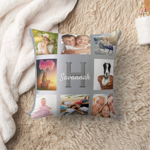 Silver Photo Collage-monogram Kussen