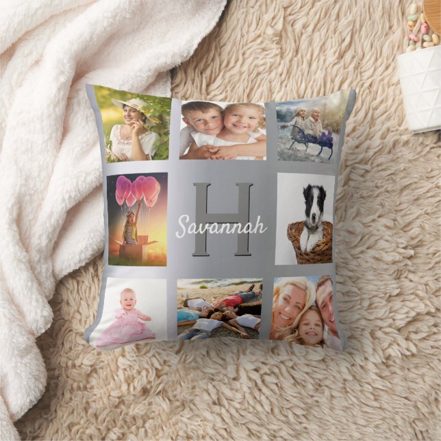 Silver Photo Collage-monogram Kussen (Deken)