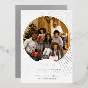 Silver Photo Family Kerstmis Folie Feestdagenkaart