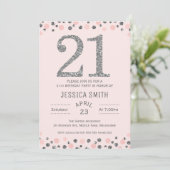 Silver Photo faux Silver Invitation à l'anniversai (Debout devant)