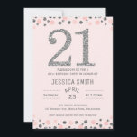 Silver Photo faux Silver Invitation à l'anniversai<br><div class="desc">Cette fausse invitation du 21ème anniversaire en argent est simple mais élégante. Il est doté d'une bordure en pointe rose et faux argentée au sommet et à la base du dessin. Le arrière - plan est rose poussiéreux. J'ai inclus un grand faux numéro d'argent en haut et quelques simples séparateurs....</div>