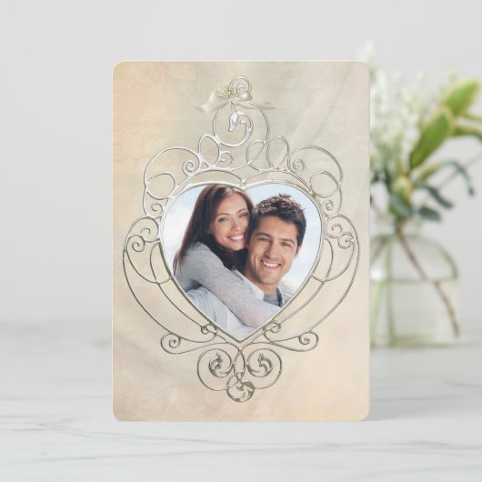 Silver Photo Lijst-uitnodiging Kaart (Staand voorkant)