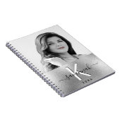 Silver Photo Monogram Name script Notitieboek (Rechterzijde)