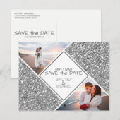 Silver Photo Save the Date Briefkaart (Voorkant / Achterkant)