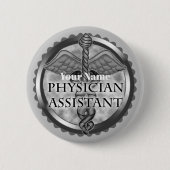 Silver Physician Assistant Ronde Button 5,7 Cm (Voorkant)