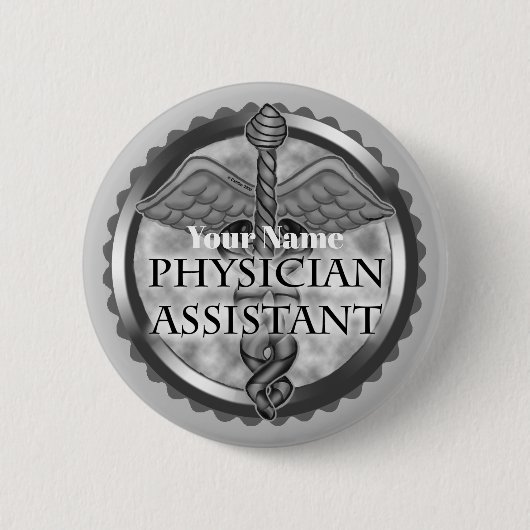 Silver Physician Assistant Ronde Button 5,7 Cm (Voorkant)