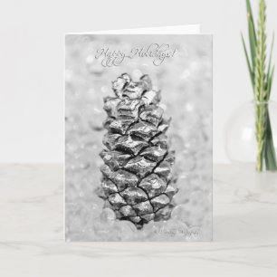 Silver Pine Cone Tree Christmas Kaart