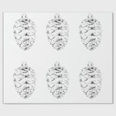 Silver Pinecone Wrapping Paper Cadeaupapier (Vlak)