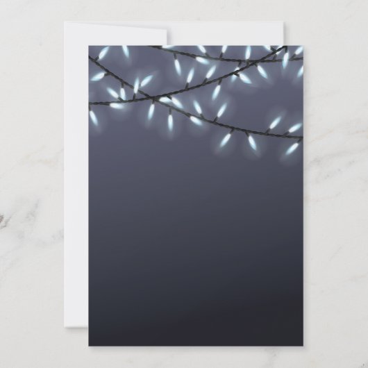 Silver PineTree, String Lights kerstparty Kaart (Achterkant)