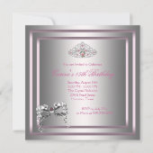 Silver Pink Black Masquerade Party Kaart (Achterkant)