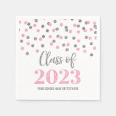 Silver Pink-Confetti Klasse van 2023 Napkins Servet (Voorkant)