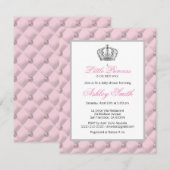 Silver Pink Crown Princess Baby shower Invitation Kaart (Voorkant / Achterkant)