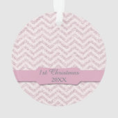 Silver Pink Faux Glitter Baby eerste kerstfoto Ornament (achterkant)