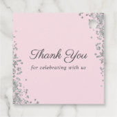 Silver Pink Floral First Heilige Communie Dank u Bedankjes Labels (Achterkant)