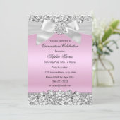 Silver Pink Glitter Jewel Bow Quinceanera Birthday Kaart (Staand voorkant)