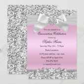 Silver Pink Glitter Jewel Bow Quinceanera Birthday Kaart (Voorkant / Achterkant)