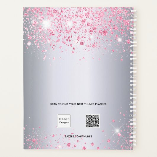 Silver pink glitter name monogram 2023 (Dos)