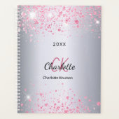 Silver pink glitter name monogram 2023 (Devant)