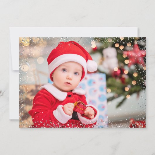 Silver Pink Santa Claus Kerstmis Foto Kaart (Achterkant)