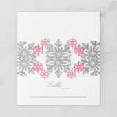 Silver Pink Snowflakes Winter Weddenschap (Buitenkant ongevouwen)