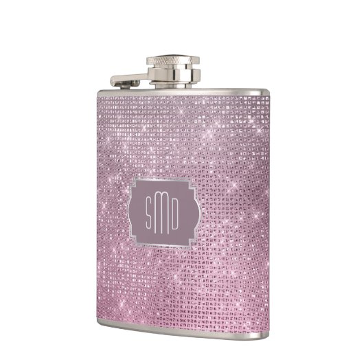 Silver Pink Star Sparkle Monogram Heupfles (Links)