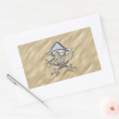 Silver Pirate Skull in het zand decor Rechthoekige Sticker (Envelop)