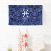 Silver Pisces Zodiac Symbol Navy Blue Digital Camo Spandoek (Insitu)